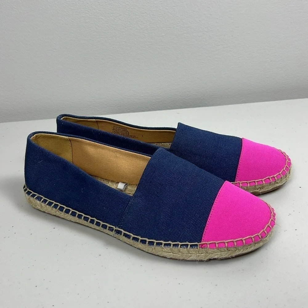 J.Crew Pink‎ Navy Blue Canvas size 7.5 EUC